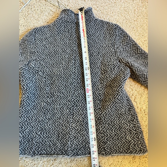 Eileen Fisher wool and Leather Moon High Collar Asymmetrical Jacket Size Large - Picture 11 of 12